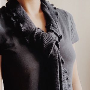 New York & Company Black Ruffle Scarf